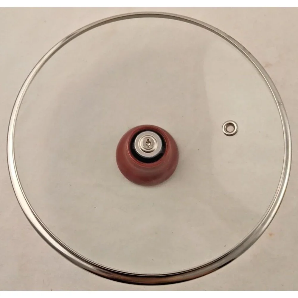 T-Fal Red Knob Glass Vented Replacement Lid Only-Inner Appx 6 3/4, Outer Appx 7